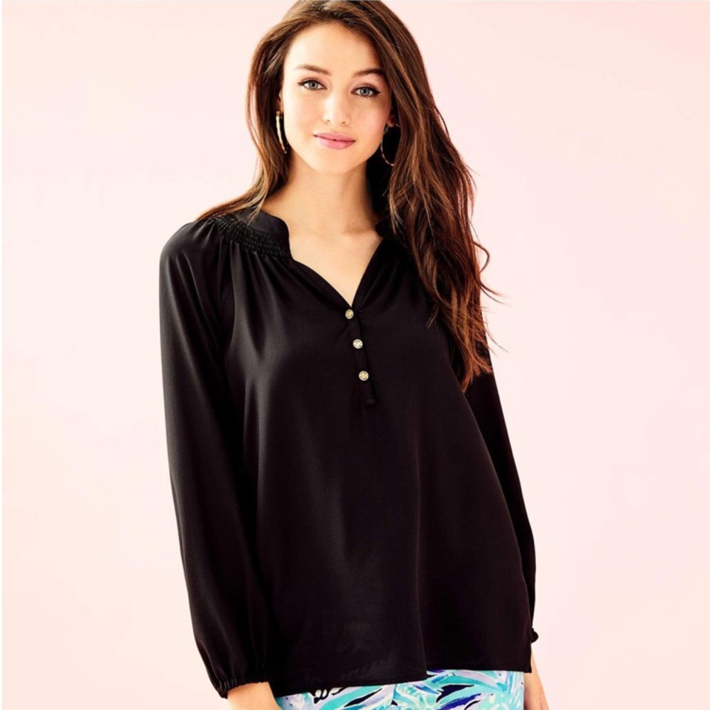 LILLY PULITZER BLACK ELSA TOP